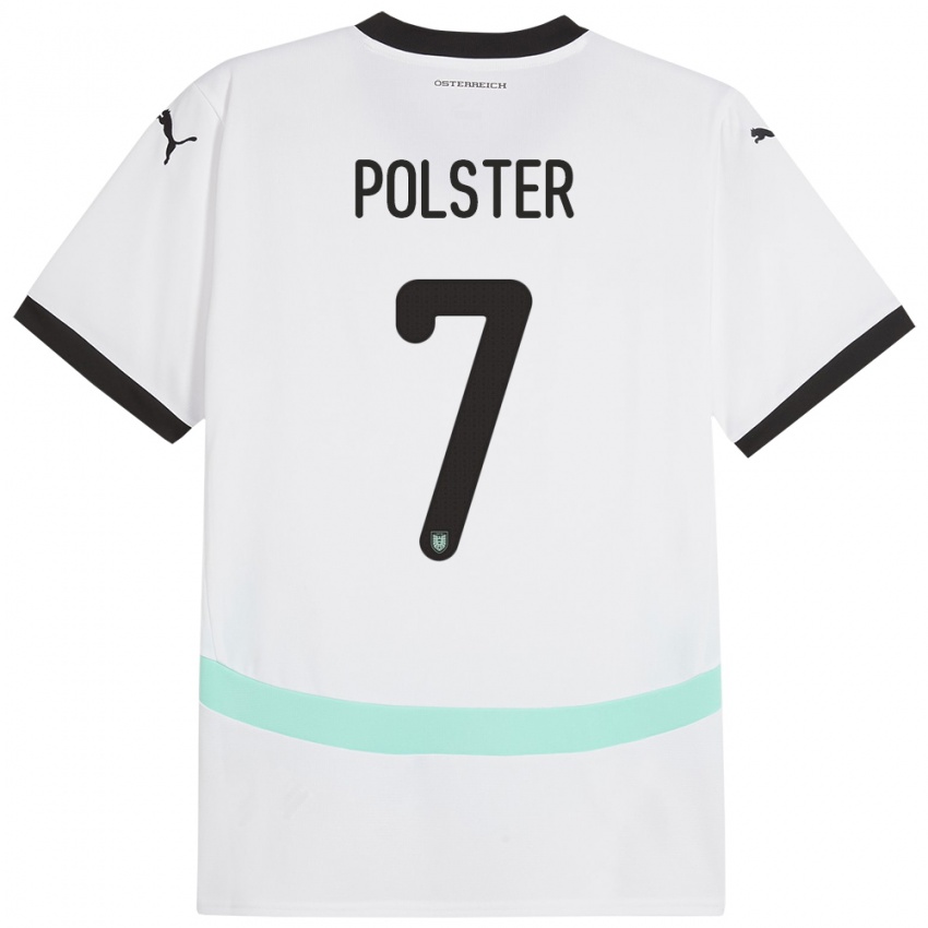 Kinder Österreich Manuel Polster #7 Weiß Auswärtstrikot Trikot 24-26 T-Shirt Schweiz