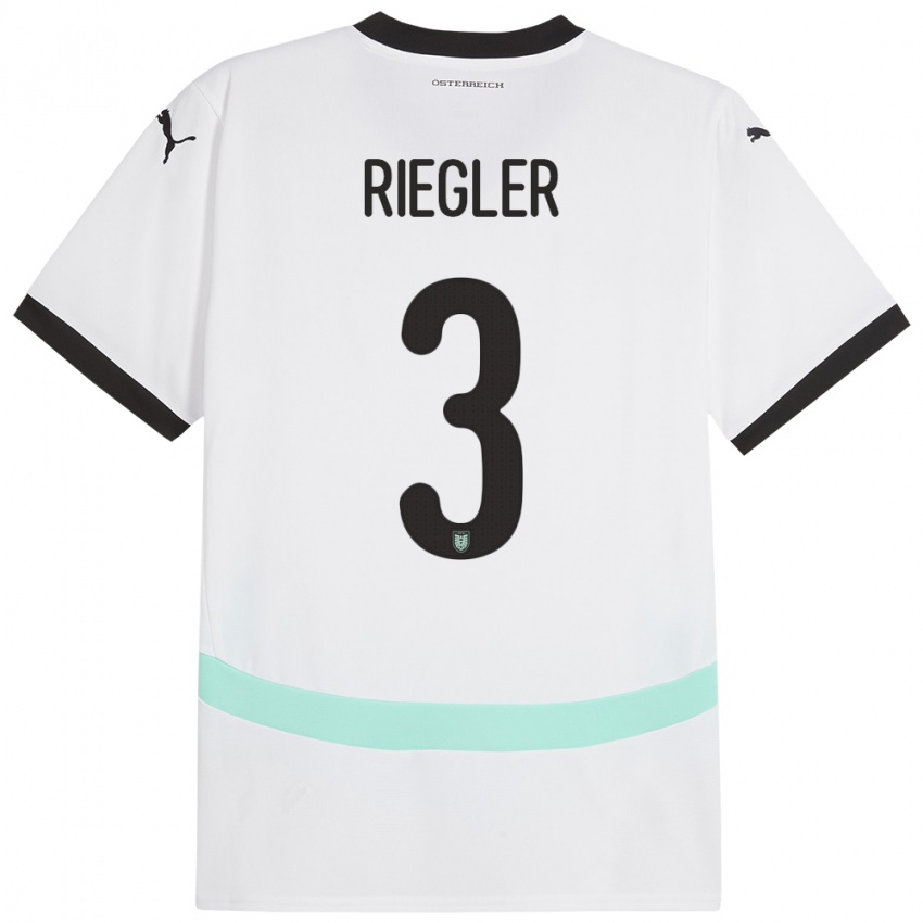 Kinder Österreich David Riegler #3 Weiß Auswärtstrikot Trikot 24-26 T-Shirt Schweiz