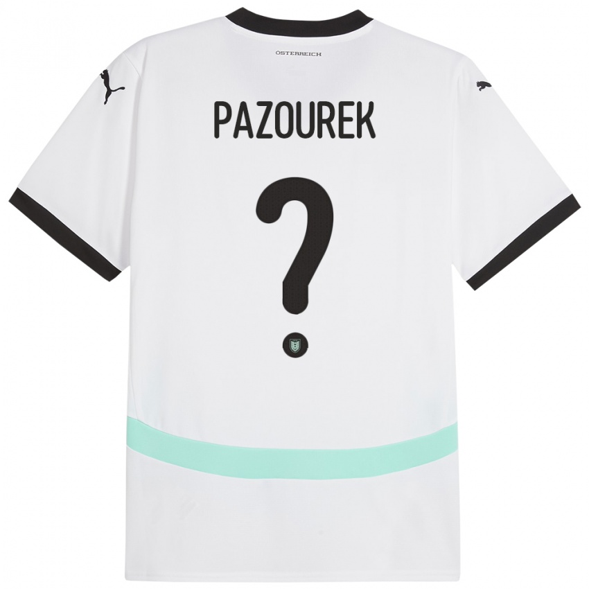 Kinder Österreich Luca Pazourek #0 Weiß Auswärtstrikot Trikot 24-26 T-Shirt Schweiz