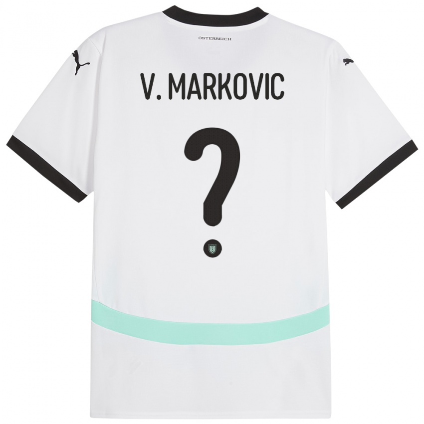 Kinder Österreich Vasilije Markovic #0 Weiß Auswärtstrikot Trikot 24-26 T-Shirt Schweiz