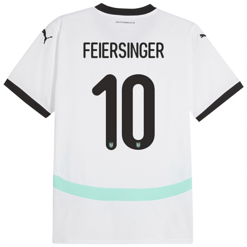 Kinder Österreich Laura Feiersinger #10 Weiß Auswärtstrikot Trikot 24-26 T-Shirt Schweiz