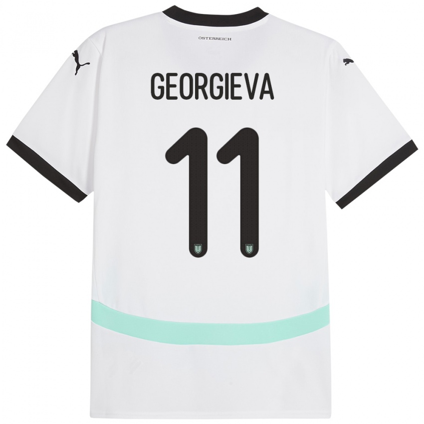 Kinder Österreich Marina Georgieva #11 Weiß Auswärtstrikot Trikot 24-26 T-Shirt Schweiz