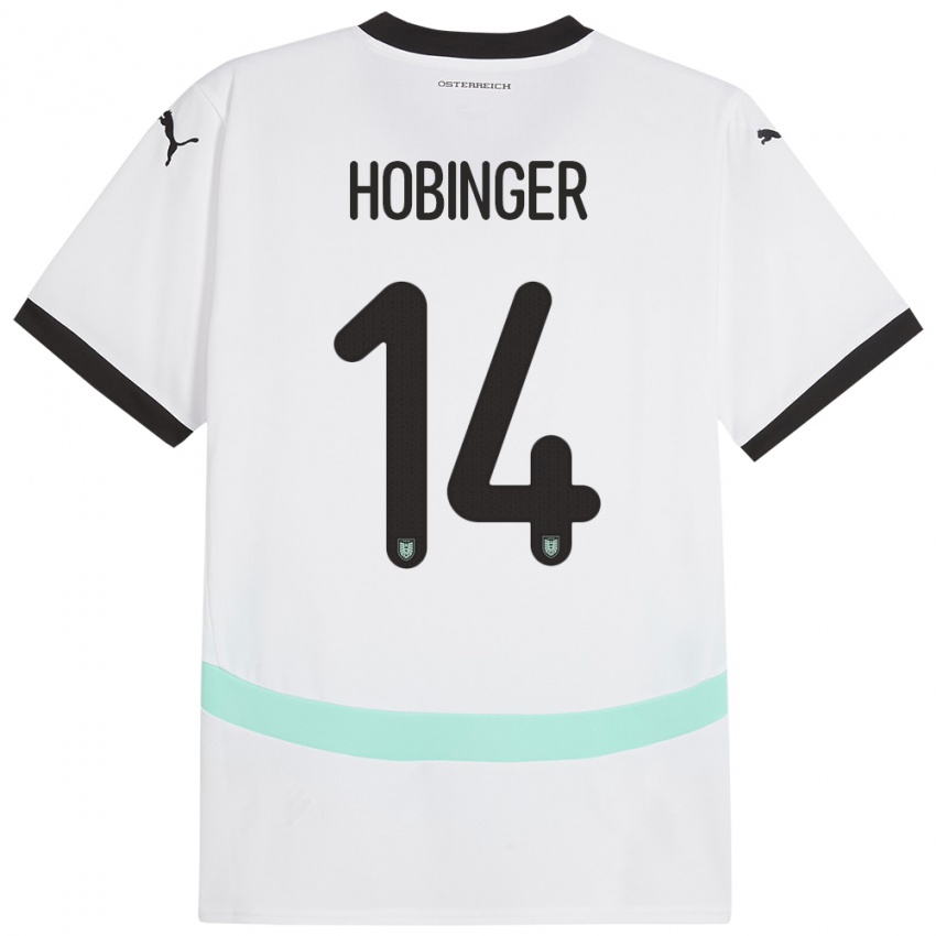 Kinder Österreich Marie Höbinger #14 Weiß Auswärtstrikot Trikot 24-26 T-Shirt Schweiz