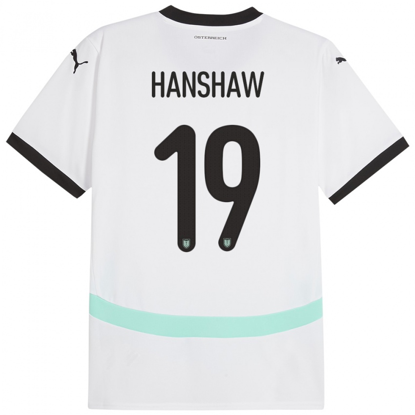 Kinder Österreich Verena Hanshaw #19 Weiß Auswärtstrikot Trikot 24-26 T-Shirt Schweiz