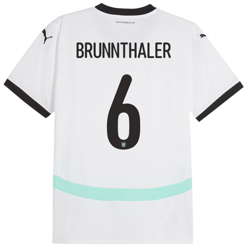 Kinder Österreich Melanie Brunnthaler #6 Weiß Auswärtstrikot Trikot 24-26 T-Shirt Schweiz