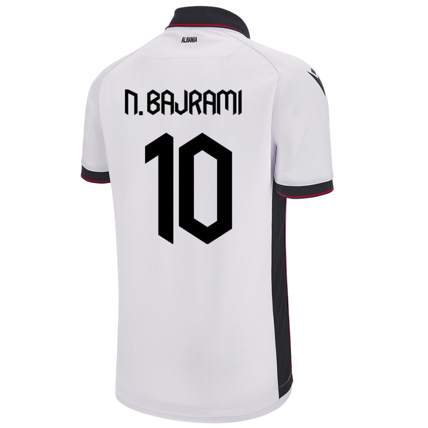 Kinder Albanien Nedim Bajrami #10 Weiß Auswärtstrikot Trikot 24-26 T-Shirt Schweiz