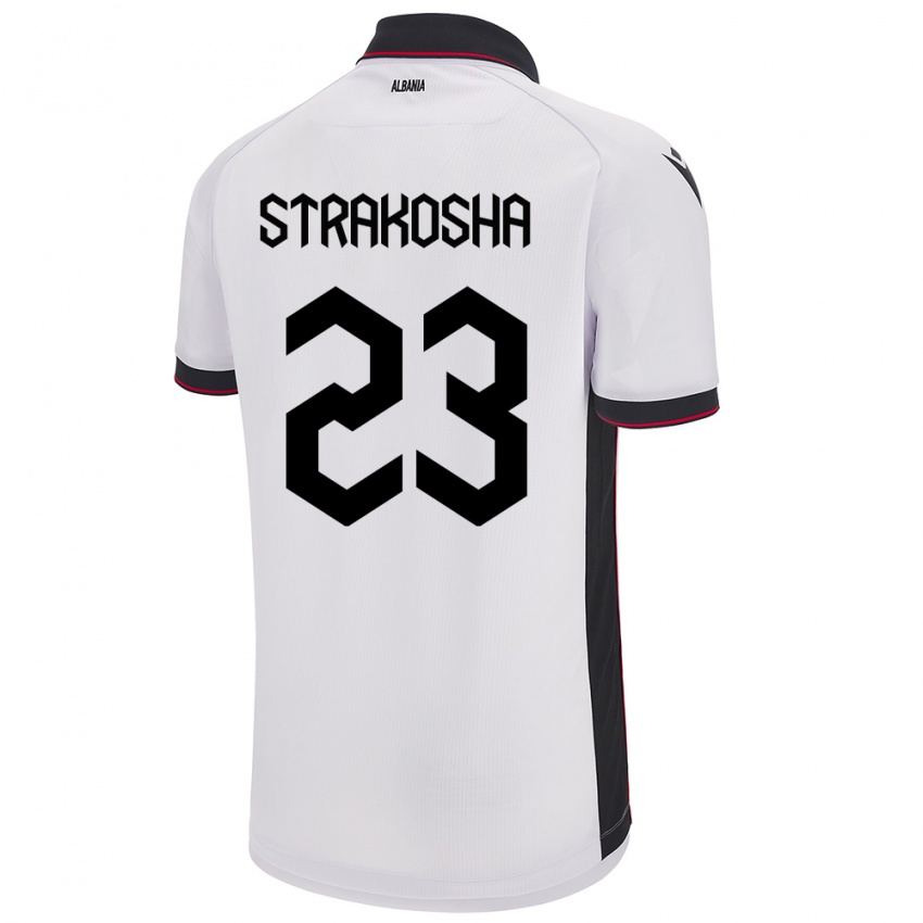 Kinder Albanien Thomas Strakosha #23 Weiß Auswärtstrikot Trikot 24-26 T-Shirt Schweiz