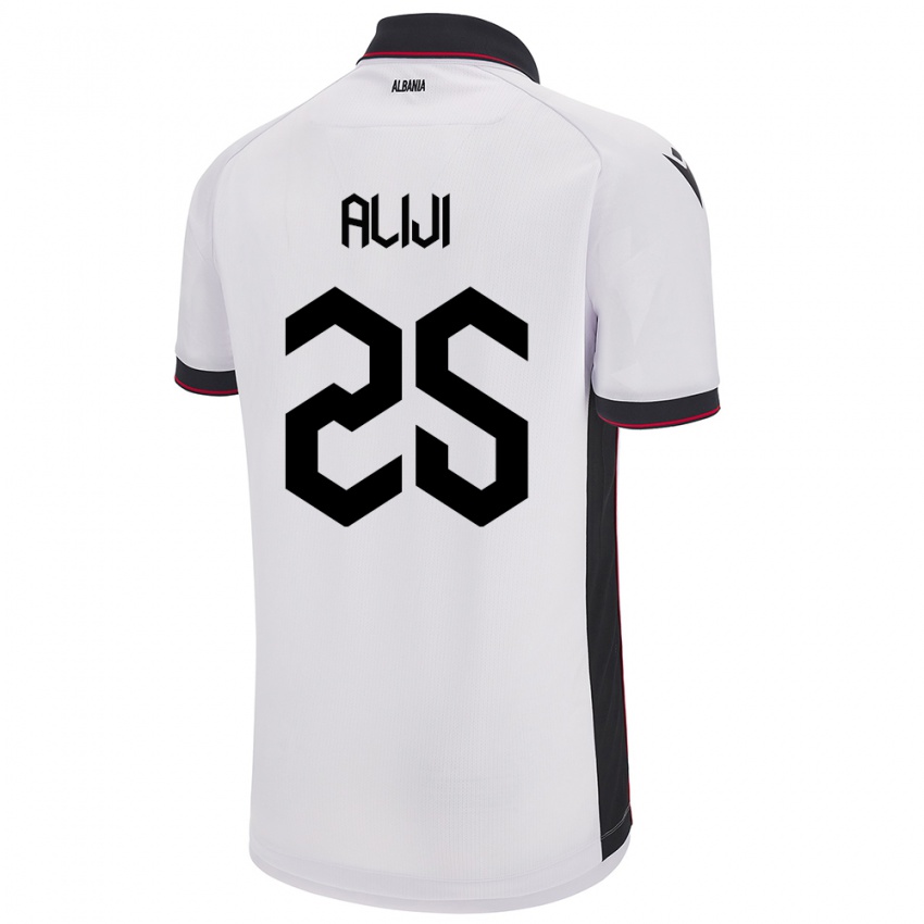 Kinder Albanien Naser Aliji #25 Weiß Auswärtstrikot Trikot 24-26 T-Shirt Schweiz