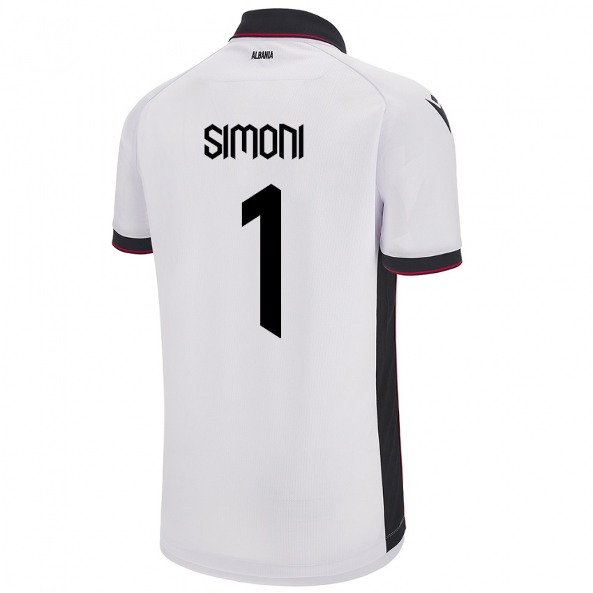 Kinder Albanien Simon Simoni #1 Weiß Auswärtstrikot Trikot 24-26 T-Shirt Schweiz