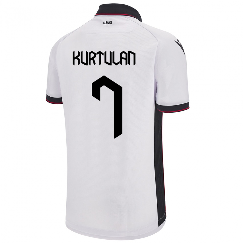 Kinder Albanien Arda Kurtulan #7 Weiß Auswärtstrikot Trikot 24-26 T-Shirt Schweiz