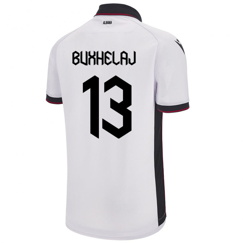 Kinder Albanien Paulo Buxhelaj #13 Weiß Auswärtstrikot Trikot 24-26 T-Shirt Schweiz