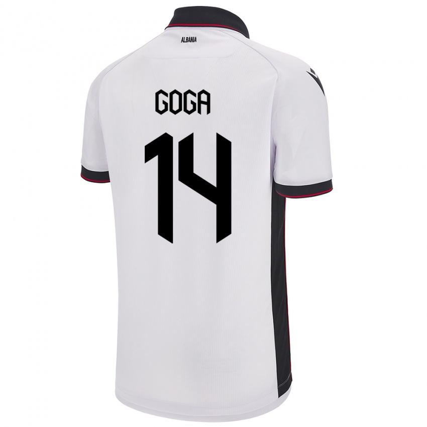 Kinder Albanien Ergi Goga #14 Weiß Auswärtstrikot Trikot 24-26 T-Shirt Schweiz