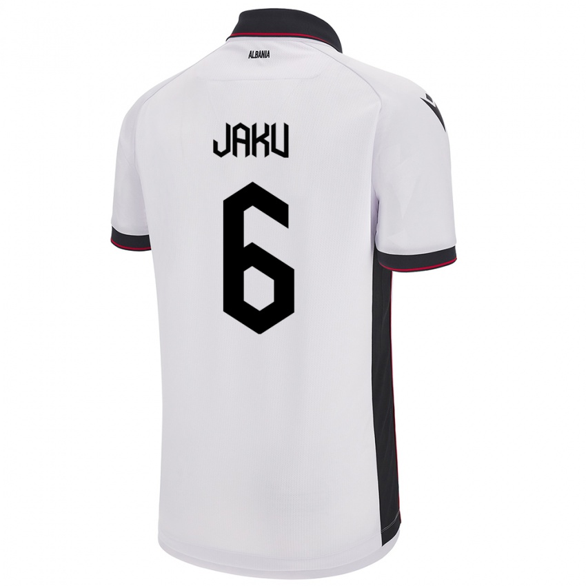 Kinder Albanien Jordi Jaku #6 Weiß Auswärtstrikot Trikot 24-26 T-Shirt Schweiz