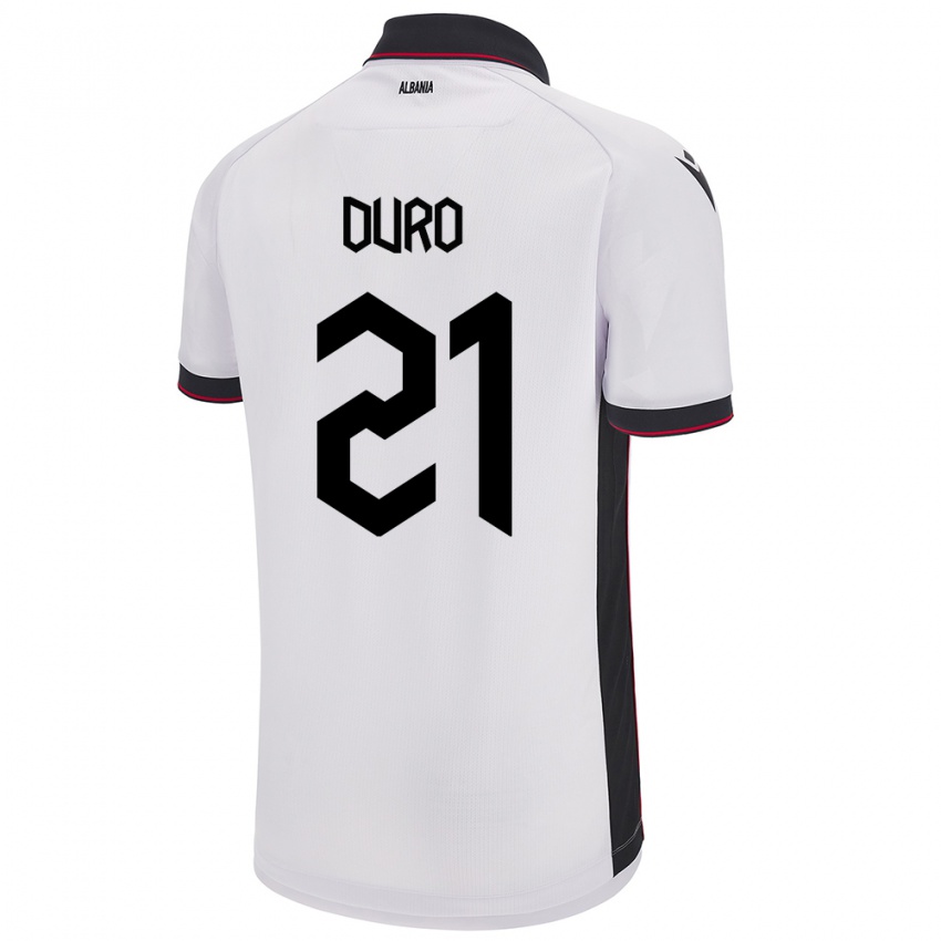 Kinder Albanien Dejvi Duro #21 Weiß Auswärtstrikot Trikot 24-26 T-Shirt Schweiz