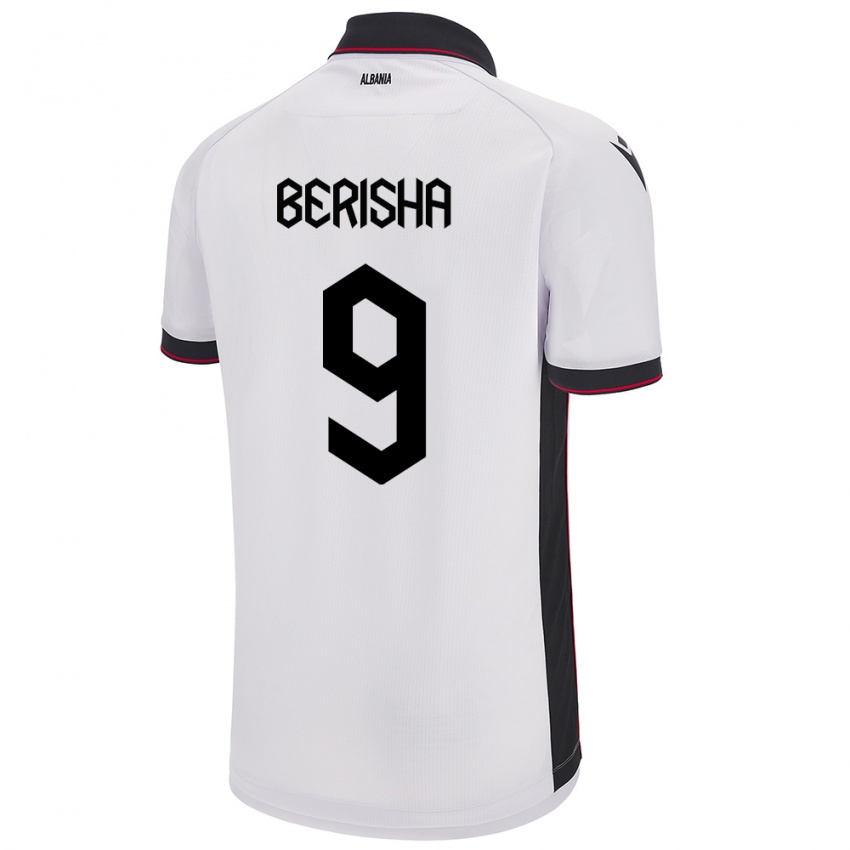 Kinder Albanien Fortesa Berisha #9 Weiß Auswärtstrikot Trikot 24-26 T-Shirt Schweiz