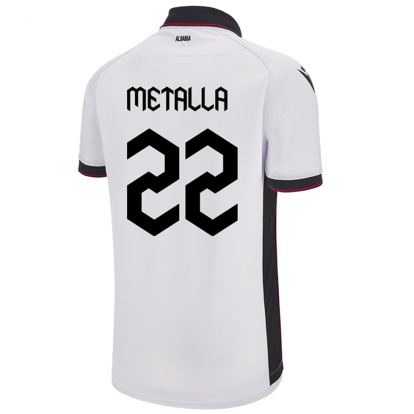 Kinder Albanien Mikaela Metalla #22 Weiß Auswärtstrikot Trikot 24-26 T-Shirt Schweiz