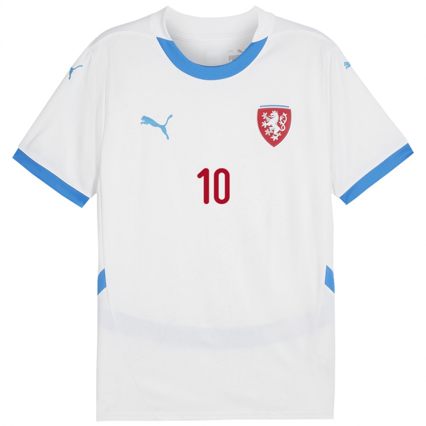 Kinder Tschechien David Planka #10 Weiß Auswärtstrikot Trikot 24-26 T-Shirt Schweiz