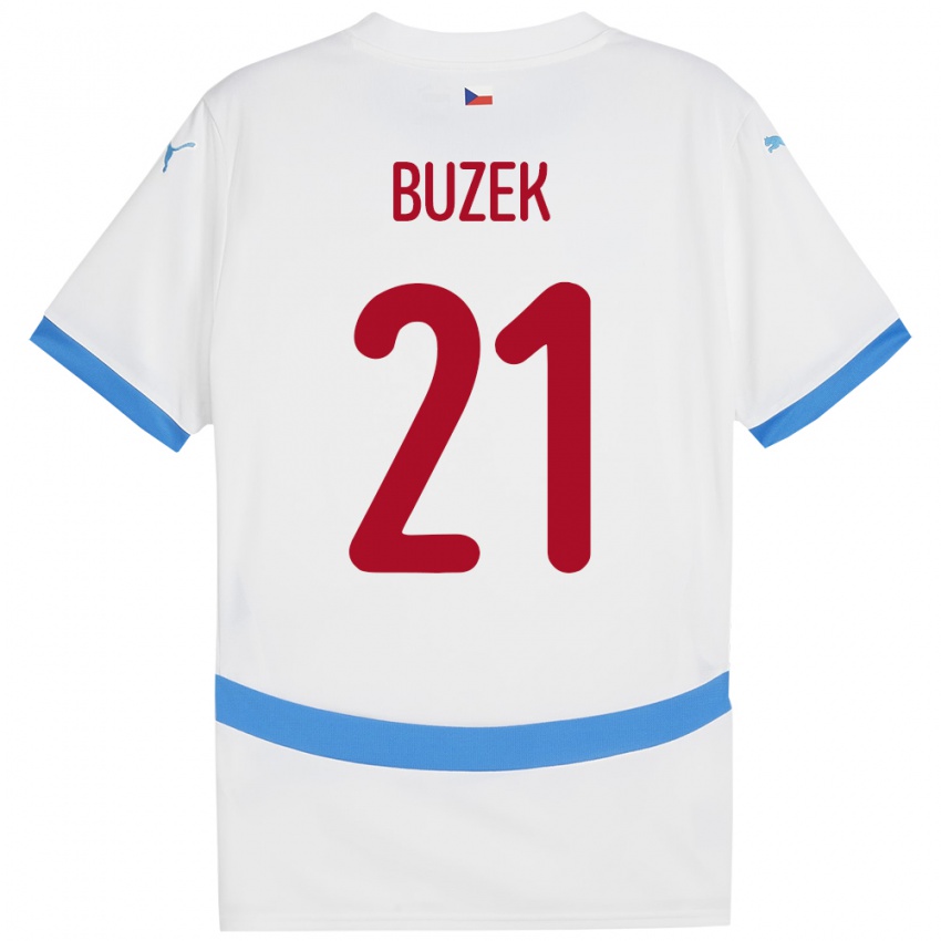 Kinder Tschechien Alexandr Buzek #21 Weiß Auswärtstrikot Trikot 24-26 T-Shirt Schweiz