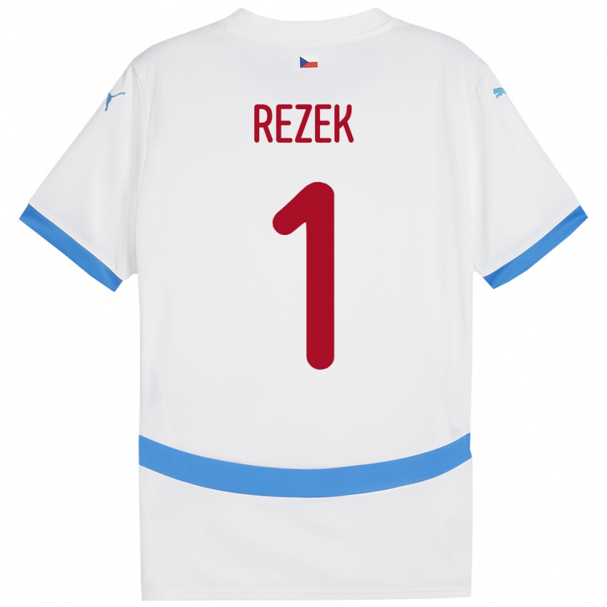 Kinder Tschechien Adam Rezek #1 Weiß Auswärtstrikot Trikot 24-26 T-Shirt Schweiz