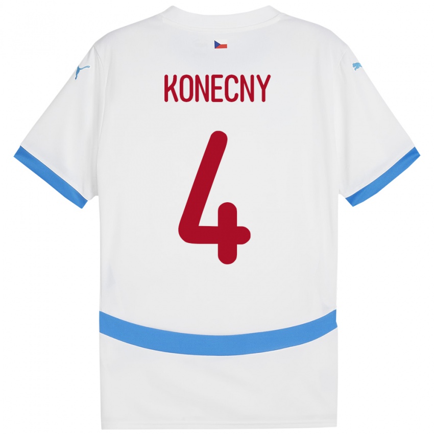 Kinder Tschechien Mikulas Konecny #4 Weiß Auswärtstrikot Trikot 24-26 T-Shirt Schweiz