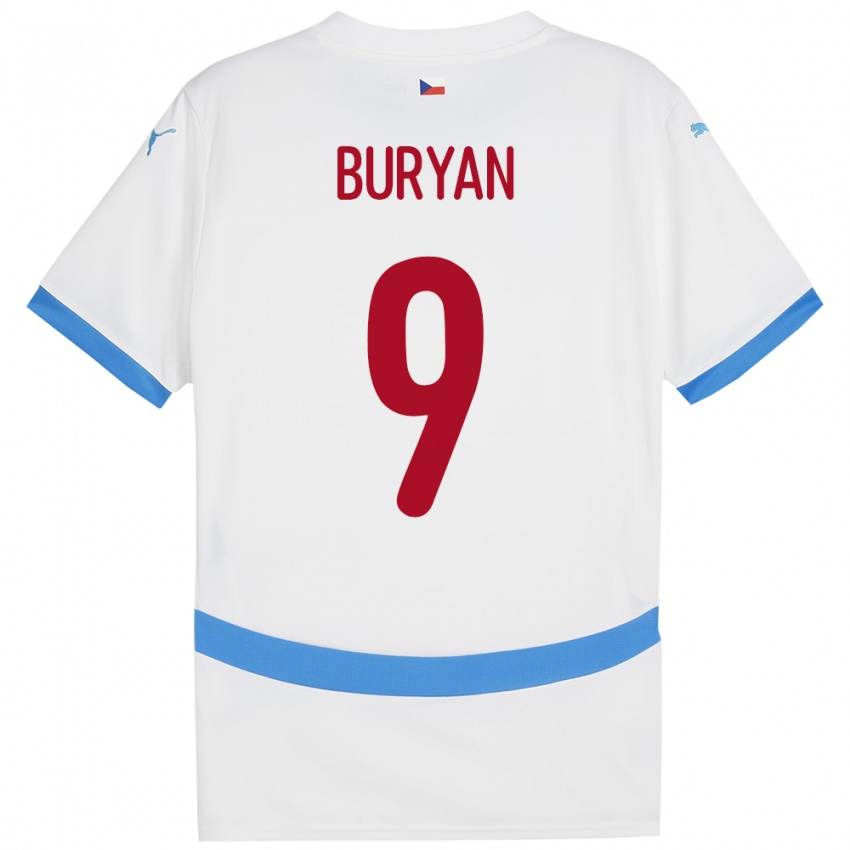 Kinder Tschechien Jan Buryan #9 Weiß Auswärtstrikot Trikot 24-26 T-Shirt Schweiz