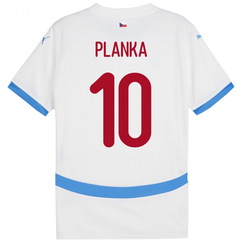 Kinder Tschechien David Planka #10 Weiß Auswärtstrikot Trikot 24-26 T-Shirt Schweiz