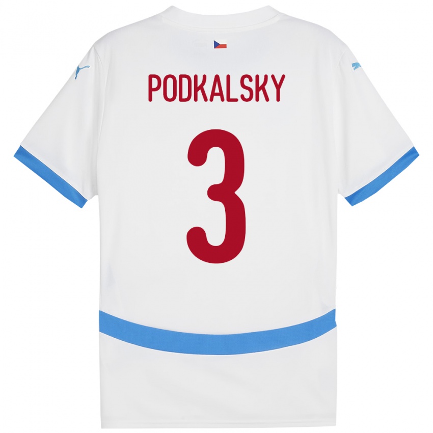 Kinder Tschechien Jakub Podkalsky #3 Weiß Auswärtstrikot Trikot 24-26 T-Shirt Schweiz