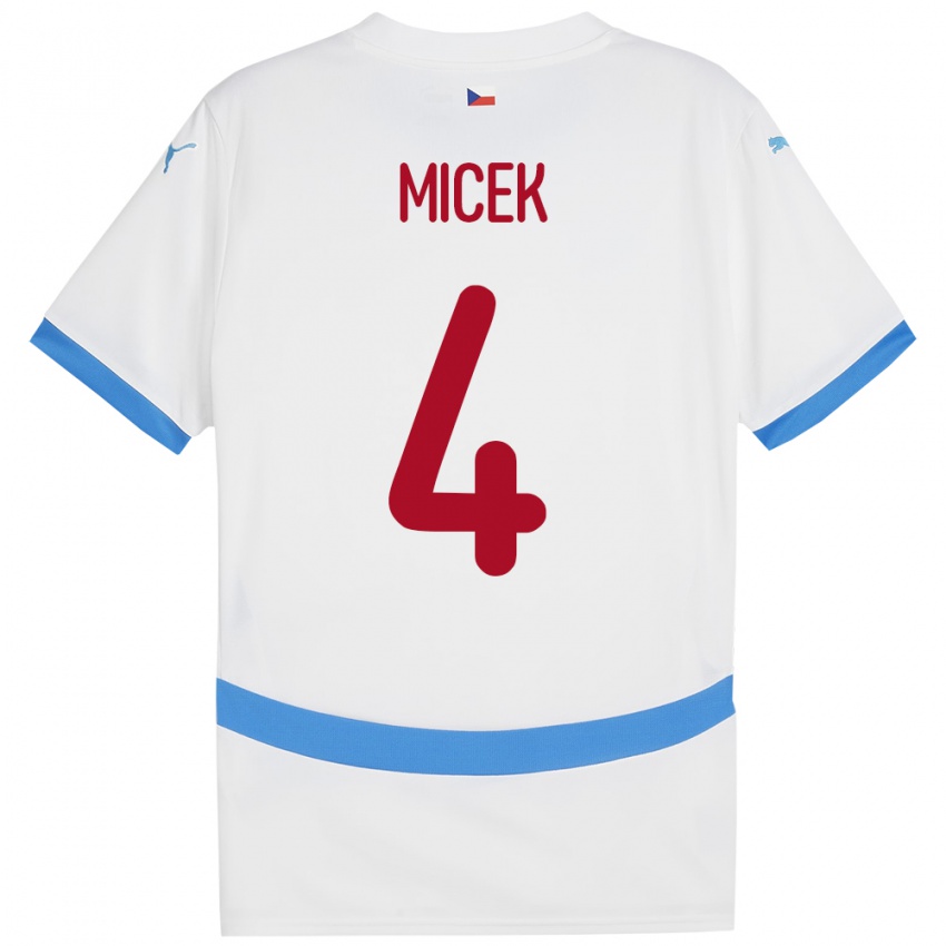 Kinder Tschechien Jiri Micek #4 Weiß Auswärtstrikot Trikot 24-26 T-Shirt Schweiz