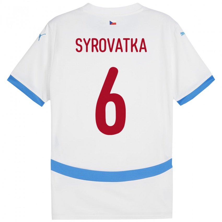 Kinder Tschechien Matyas Syrovatka #6 Weiß Auswärtstrikot Trikot 24-26 T-Shirt Schweiz