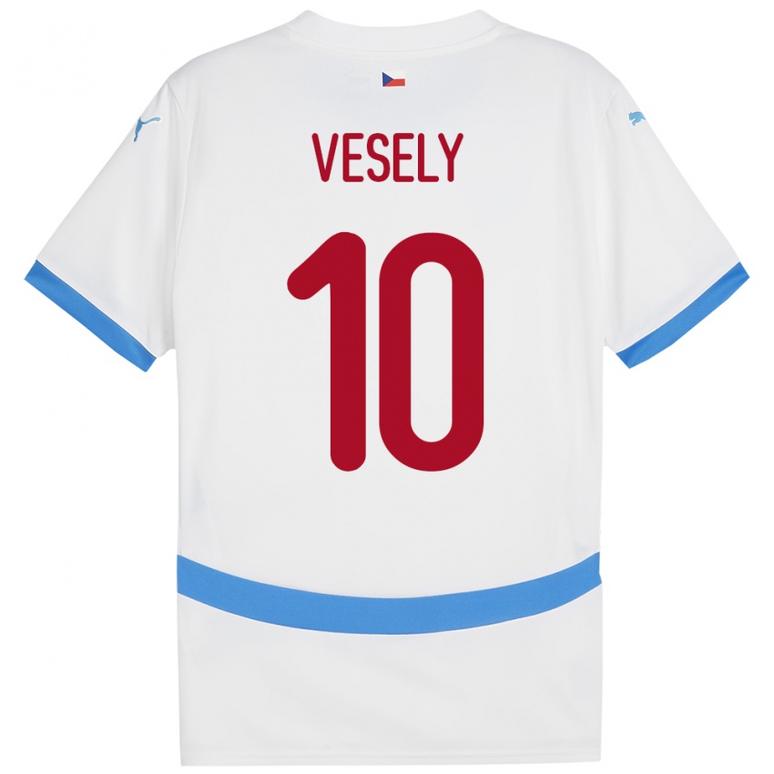 Kinder Tschechien David Vesely #10 Weiß Auswärtstrikot Trikot 24-26 T-Shirt Schweiz