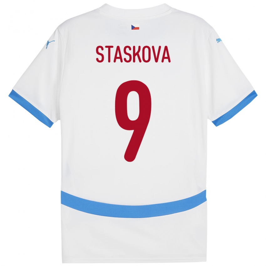 Kinder Tschechien Andrea Stašková #9 Weiß Auswärtstrikot Trikot 24-26 T-Shirt Schweiz