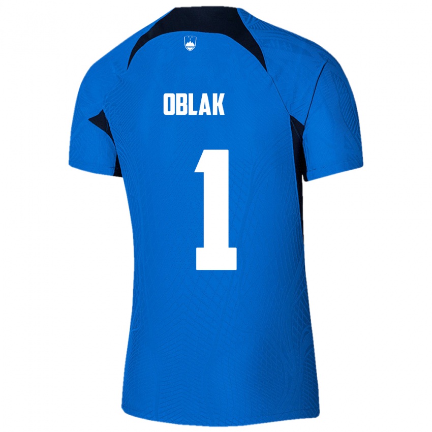 Kinder Slowenien Jan Oblak #1 Blau Auswärtstrikot Trikot 24-26 T-Shirt Schweiz