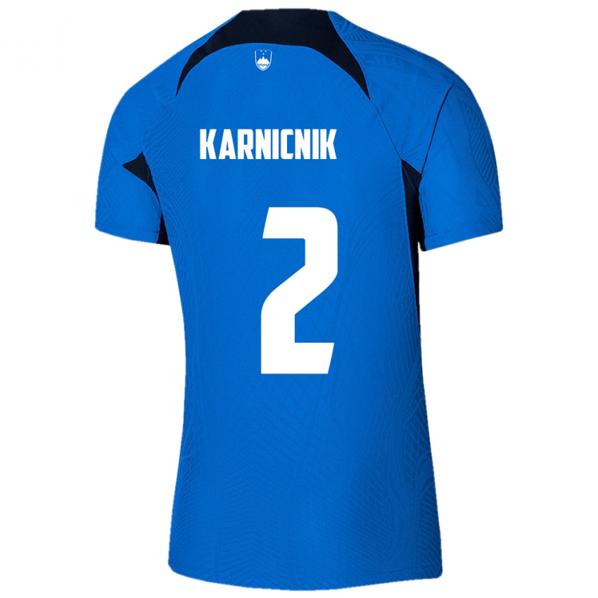 Kinder Slowenien Zan Karnicnik #2 Blau Auswärtstrikot Trikot 24-26 T-Shirt Schweiz