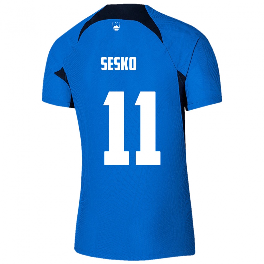 Kinder Slowenien Benjamin Sesko #11 Blau Auswärtstrikot Trikot 24-26 T-Shirt Schweiz