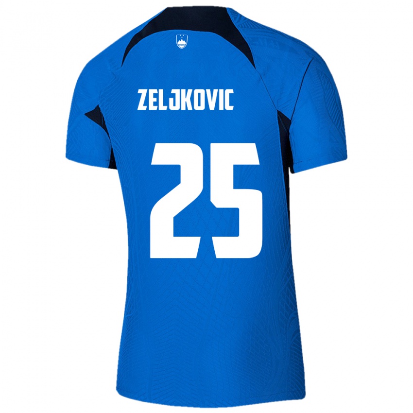 Kinder Slowenien Adrian Zeljkovic #25 Blau Auswärtstrikot Trikot 24-26 T-Shirt Schweiz