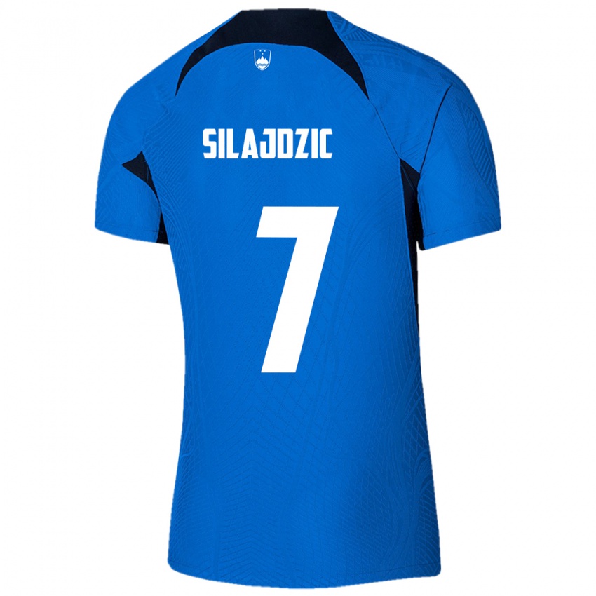 Kinder Slowenien Riad Silajdzic #7 Blau Auswärtstrikot Trikot 24-26 T-Shirt Schweiz