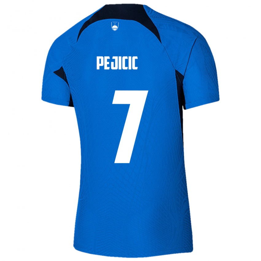 Kinder Slowenien David Pejičić #7 Blau Auswärtstrikot Trikot 24-26 T-Shirt Schweiz