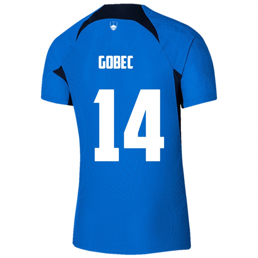 Kinder Slowenien Stijan Gobec #14 Blau Auswärtstrikot Trikot 24-26 T-Shirt Schweiz