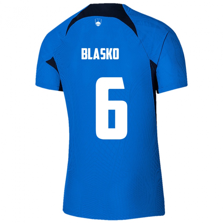 Kinder Slowenien Svit Blasko #6 Blau Auswärtstrikot Trikot 24-26 T-Shirt Schweiz