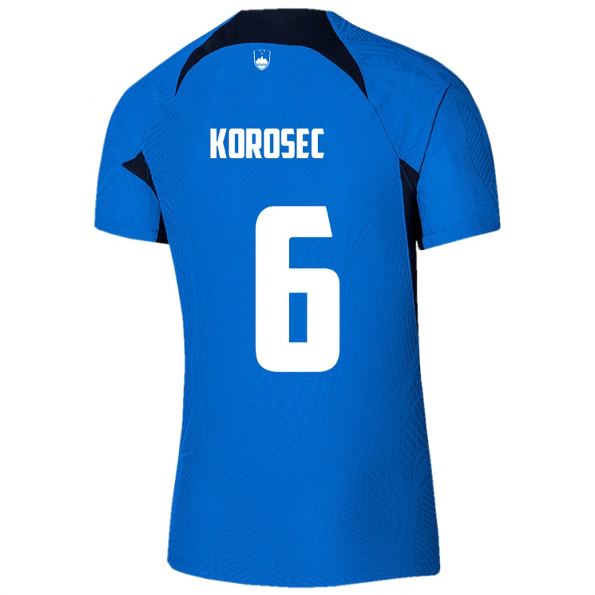 Kinder Slowenien Kaja Korošec #6 Blau Auswärtstrikot Trikot 24-26 T-Shirt Schweiz