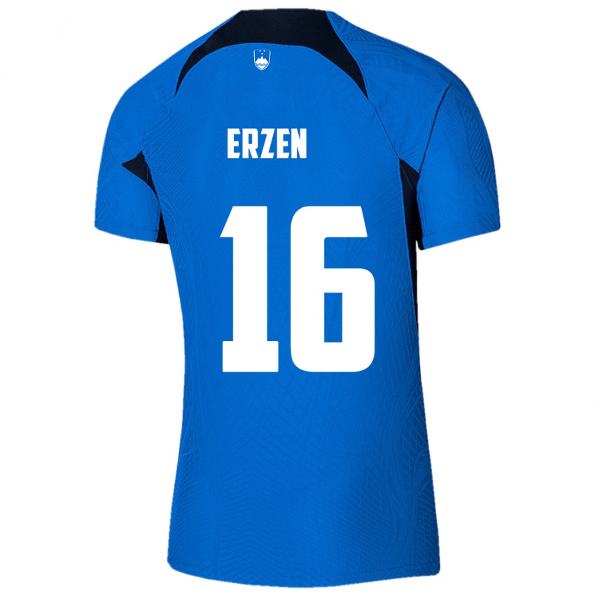 Kinder Slowenien Kaja Eržen #16 Blau Auswärtstrikot Trikot 24-26 T-Shirt Schweiz