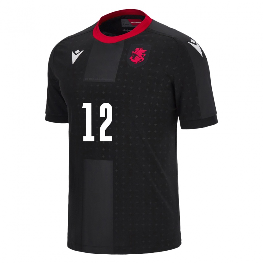 Kinder Georgien Levan Tandilashvili #12 Schwarz Auswärtstrikot Trikot 24-26 T-Shirt Schweiz