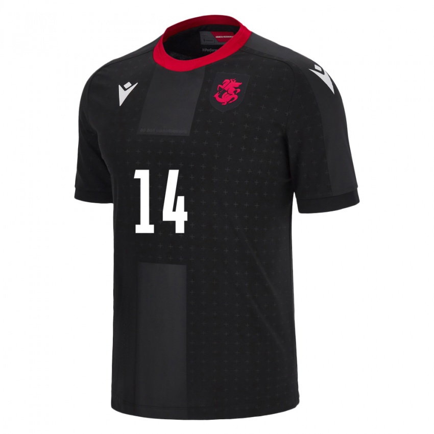 Kinder Georgien Alexandre Kutateladze #14 Schwarz Auswärtstrikot Trikot 24-26 T-Shirt Schweiz