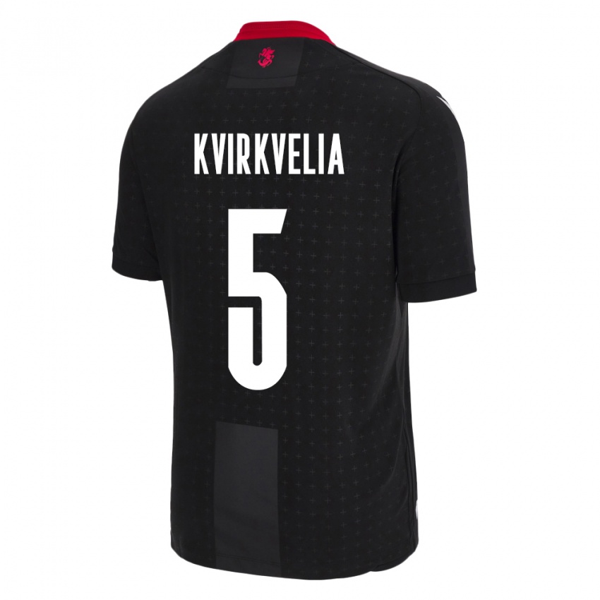 Kinder Georgien Solomon Kvirkvelia #5 Schwarz Auswärtstrikot Trikot 24-26 T-Shirt Schweiz