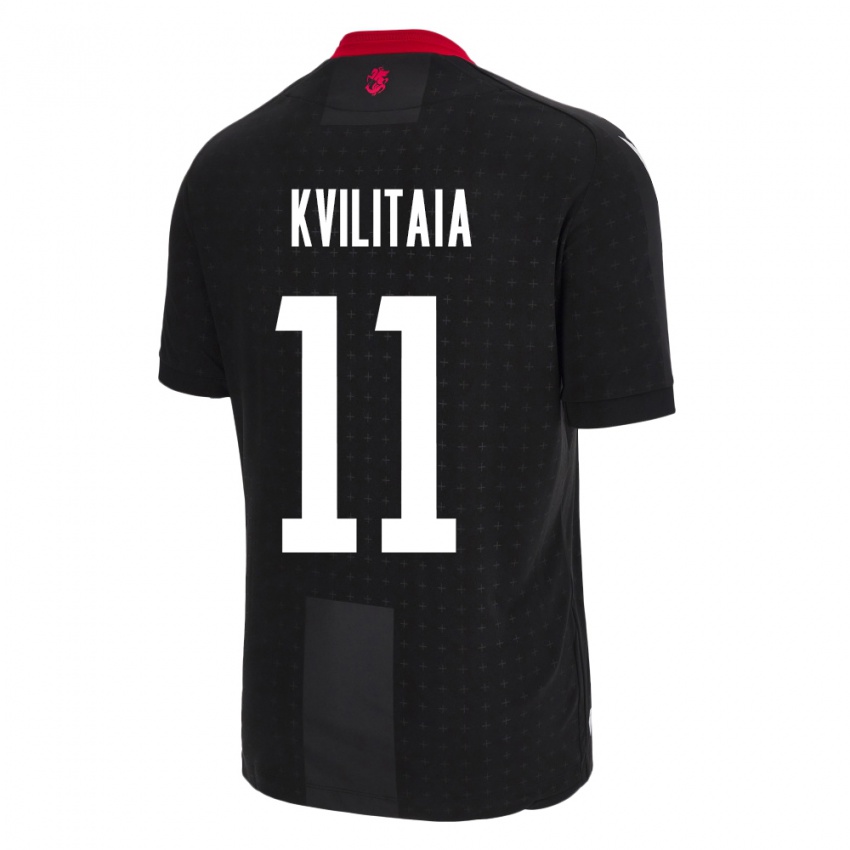 Kinder Georgien Giorgi Kvilitaia #11 Schwarz Auswärtstrikot Trikot 24-26 T-Shirt Schweiz