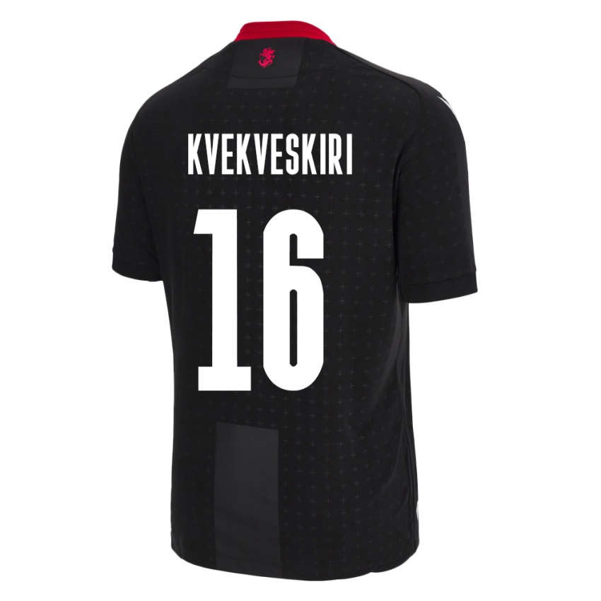 Kinder Georgien Nika Kvekveskiri #16 Schwarz Auswärtstrikot Trikot 24-26 T-Shirt Schweiz