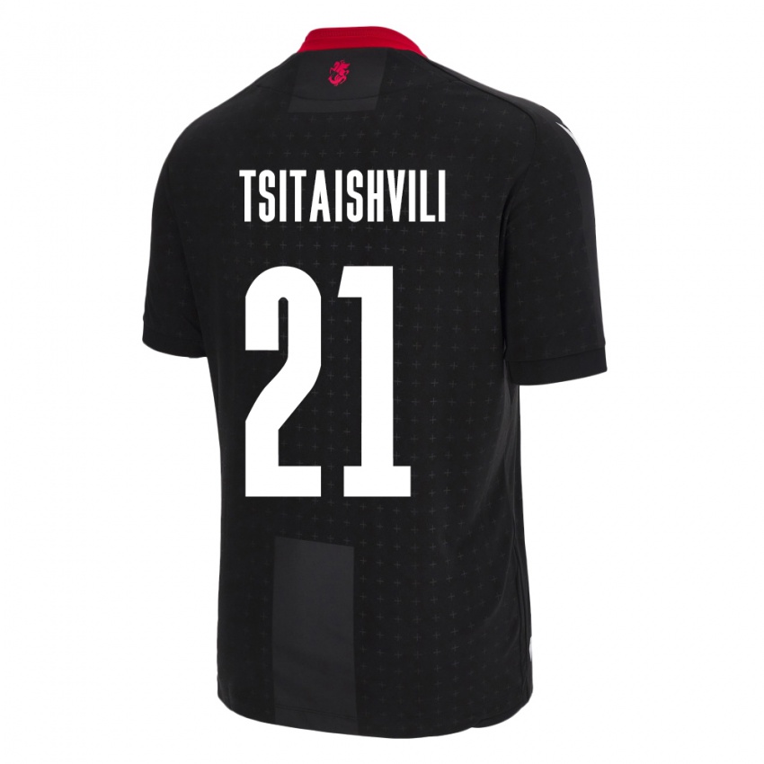 Kinder Georgien Georgiy Tsitaishvili #21 Schwarz Auswärtstrikot Trikot 24-26 T-Shirt Schweiz