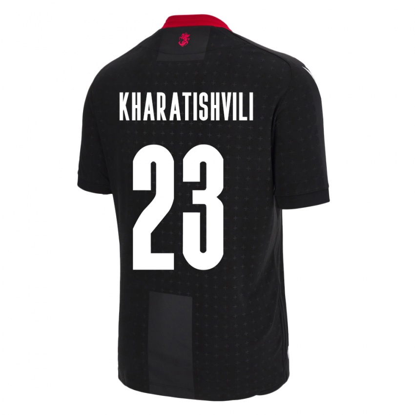 Kinder Georgien Luka Kharatishvili #23 Schwarz Auswärtstrikot Trikot 24-26 T-Shirt Schweiz