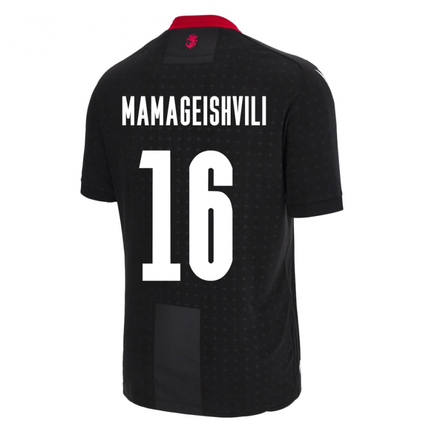 Kinder Georgien Gizo Mamageishvili #16 Schwarz Auswärtstrikot Trikot 24-26 T-Shirt Schweiz