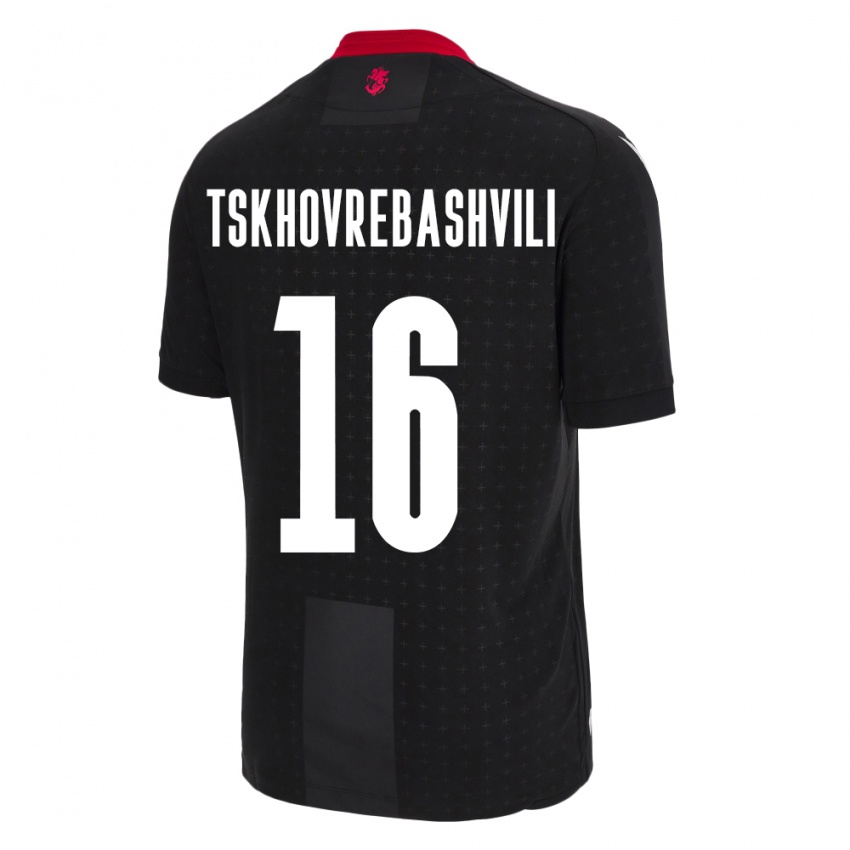 Kinder Georgien Nikoloz Tskhovrebashvili #16 Schwarz Auswärtstrikot Trikot 24-26 T-Shirt Schweiz